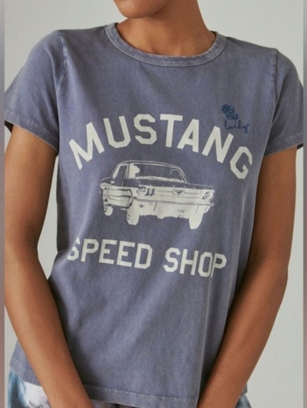 Lucky Brand Jeans Graphic Ford Mustang Woman's T-Shirt "Speed Shop"